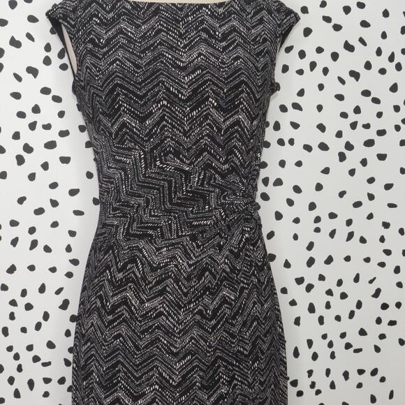 Chaps Black Chevron Print Sleeveless Sheath Dress - Picture 3 of 9